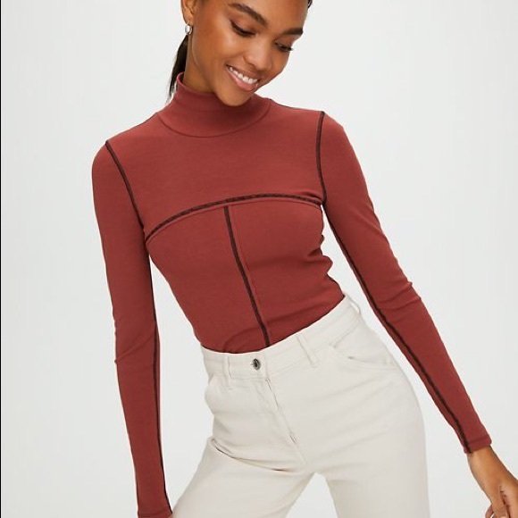 Aritzia Wilfred Free Moon Turtleneck in Rust Orange S - Picture 2 of 9